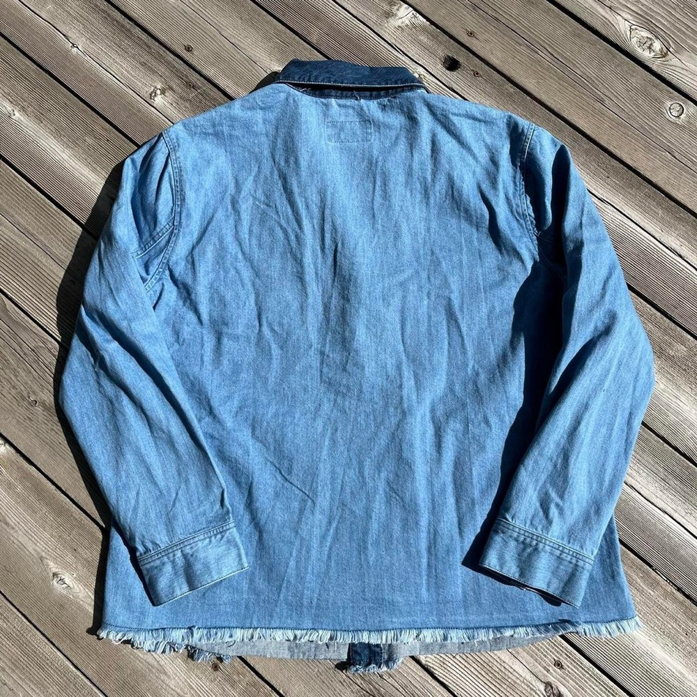 Sun + Stone Amazing Denim Patchwork Blazer Top - image 3